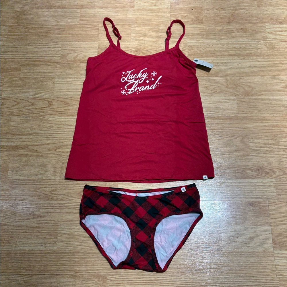 Lucky Brand Red Plaid Women's Pajama Set